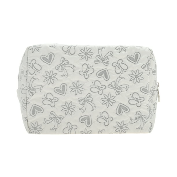 Bolsas de maquillaje reutilizables en forma de corazón octagonal gris de 1 pieza para viajar