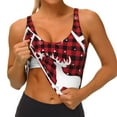 thumbnail image 3 of Picia Christmas Buffalo Plaid Sports Bra for Women,Padded Strappy Sports Bras Medium Support Yoga Bra with Removable Cups,Running Yoga Bra-Small, 3 of 9