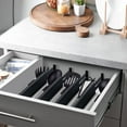 thumbnail image 2 of 4 Pack Bamboo Drawer Dividers, Adjustable Length from 12 Inch to 17 Inch, Expandable Kitchen Drawer Organizer, Drawer Organization Separators for Clothes, Kitchen, Bedroom, Dresser, Office (Black), 2 of 8