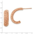 thumbnail image 4 of Chisel Stainless Steel Pink IP-plated Textured J Hoop Earrings, 4 of 4