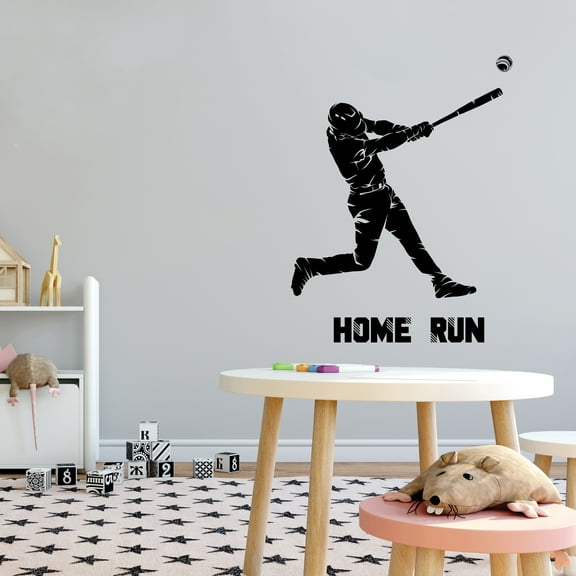 Sports Wall Decals for Boys Bedroom - Fast Baseball Player Swinging the Bat Player DIY & Creativity Boy Girl Bedroom Wall Sticker - Size: 8 In x 10 In