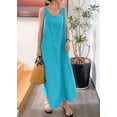 thumbnail image 2 of Chouyatou Women's Summer Casual Sleeveless Cotton Sun Dress Maxi Tunic Tank Beach Dress with Pocket, 2 of 4