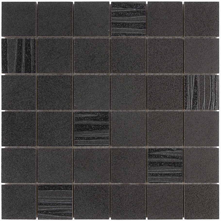 Bond Tile Remnant Black 4 in x 8 in. Textured Mosaic Porcelain Floor and Wall Tile Sample