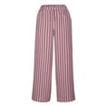 thumbnail image 5 of ZRGHAOYLQ Plus Size Womens Elastic Waist Beach Pants Trendy Pinstripe Graphic Trousers Drape Mid Rise Cotton Linen Trouser with Pocket, 5 of 8