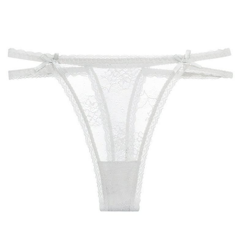 TIANEK Lace Cotton Brief Embroidery Hollow Out MId-Waist Buttocs