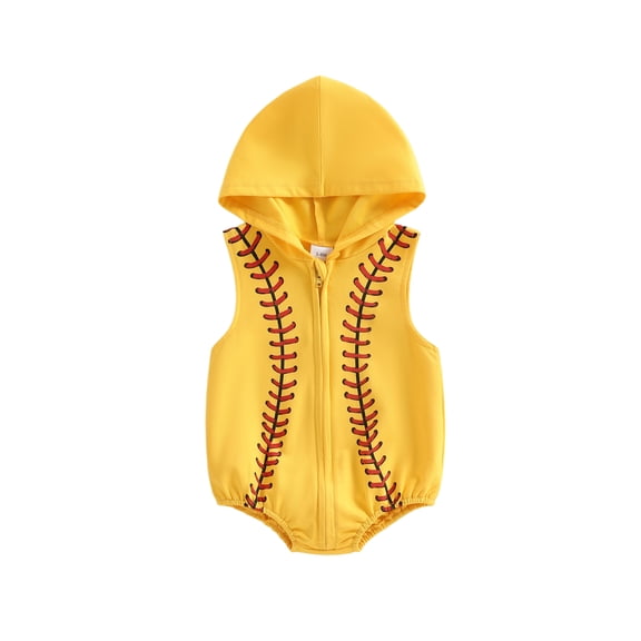 BemeyourBBs Newborn Baby Boy Girl Baseball Outfits Hooded Romper Overalls Casual Zip Up Sleeveless Infant Hoodies Bodysuit Clothes