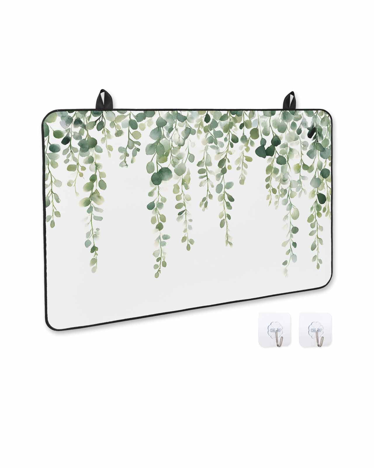 nqOlkjepod Large Induction Cooktop Protector Mat 24"x21", Green Eucalyptus Branches Stove Top Covers for Electric Stove, Spring Botanical Leaves Vines Stove Burner Cover Mats, Glass Top Stove Cover