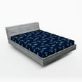 thumbnail image 2 of Ambesonne Night Fitted Sheet, Dark Sky Stars with Clouds, Full Size, Dark Navy Blue and Mustard, 2 of 5