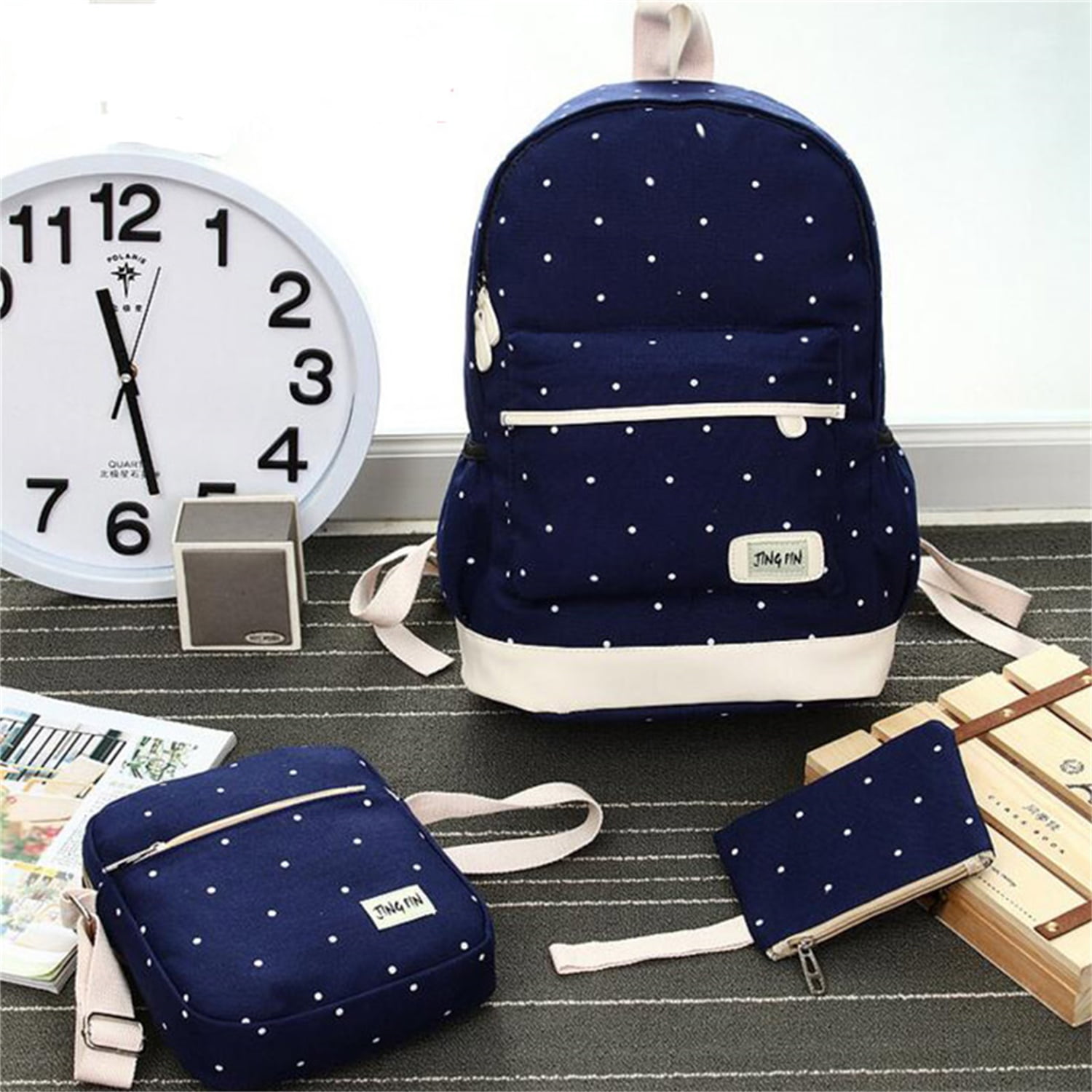 Lowestbest Cute School Backpack, Printed School Bag Daypack Set with Pencil Case Bag and Lunch Box Lowestbest Cute School Backpack, Printed School Bag Daypack Set with Pencil Case Bag and Lunch Box
