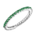 thumbnail image 3 of 925 Sterling Silver Ring 2mm Green Stackable Eternity Band Women's Wedding Accent, 3 of 4