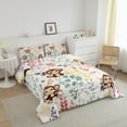 thumbnail image 3 of Kawaii Monkey Comforter Set Queen Size,Cartoon Monkey Flower Bedding Set,Watercolor Floral Quilt Bed Set Forest Wildlife Animal Down Comforter with 2 Pillowcases, 3 of 7