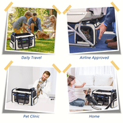 CshidWorld Collapsible Cat Carrier Pet Carrier for Large Cats (up to 25lbs), TSA Airline Approved Cats Carrier Soft Sided, Small Dog Travel Bag with a Bowl/Safety Leash-Blue
