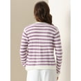 thumbnail image 4 of DARING DIVA Women's Striped Button Down Open Front Cardigan Sweater XS White Purple, 4 of 6