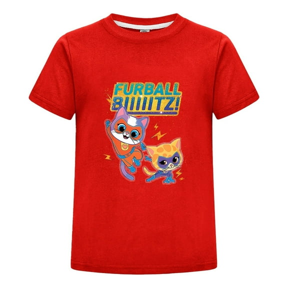 Kids Cartoon T-Shirt Featuring Super Kitties – Boys Girls Colorful Tee – Summer Short Sleeve Top – Cute Character Shirt – Fun Birthday Gift