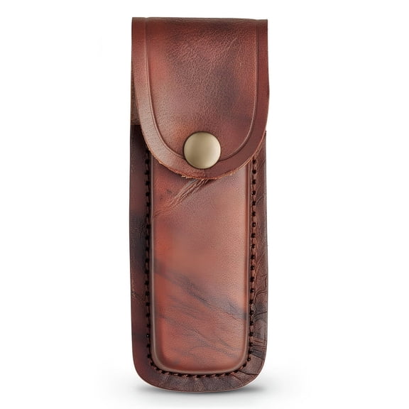 SZCO 5 Inch Brown Plain Leather Sheath Top Grain Belt Loop Knife Sheath Compact Outdoor Utility Blade Protector Carry Cover