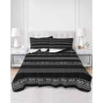 thumbnail image 3 of Black White Geometric Full Size Down Alternative Comforter, Lightweight Comforter Quilt Bedding Set with Pillow Shams Modern Striped Plaid Abstract Art All Seasons Bed Comforter Duvet Insert 78"x90", 3 of 7