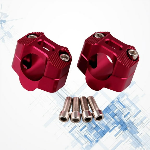 Worgeous CNC Aluminum Motorcycle Handlebar Risers 28mm Clamp for Dirt Bikes with Adjustable Fat Bar and Red