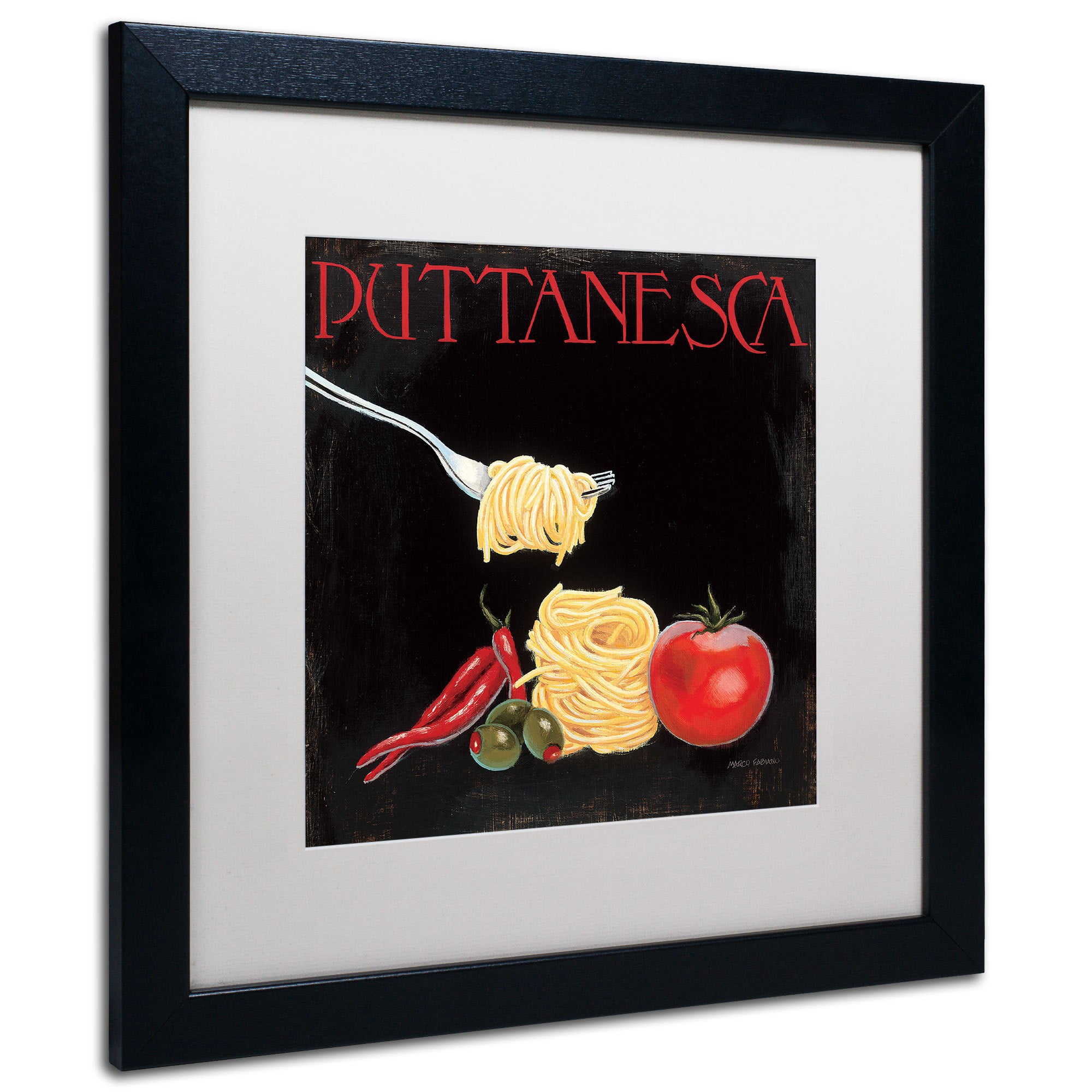 Trademark Fine Art "Italian Cuisine I" Canvas Art by Marco Fabiano White Mat, Black Frame