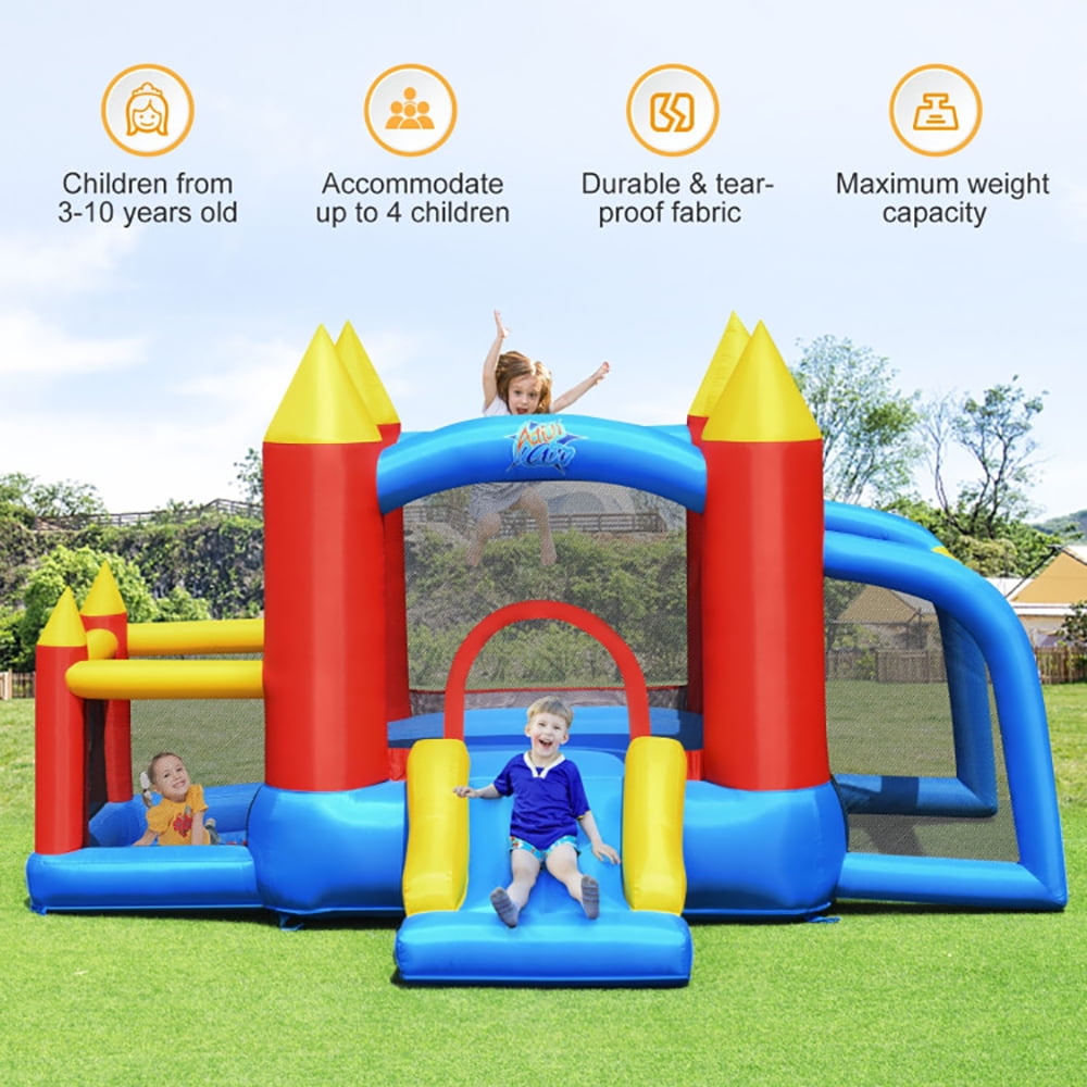 Aimee Lii Inflatable Soccer Goal Ball Pit Bounce House without Blower, Kids Bounce House for 5-10