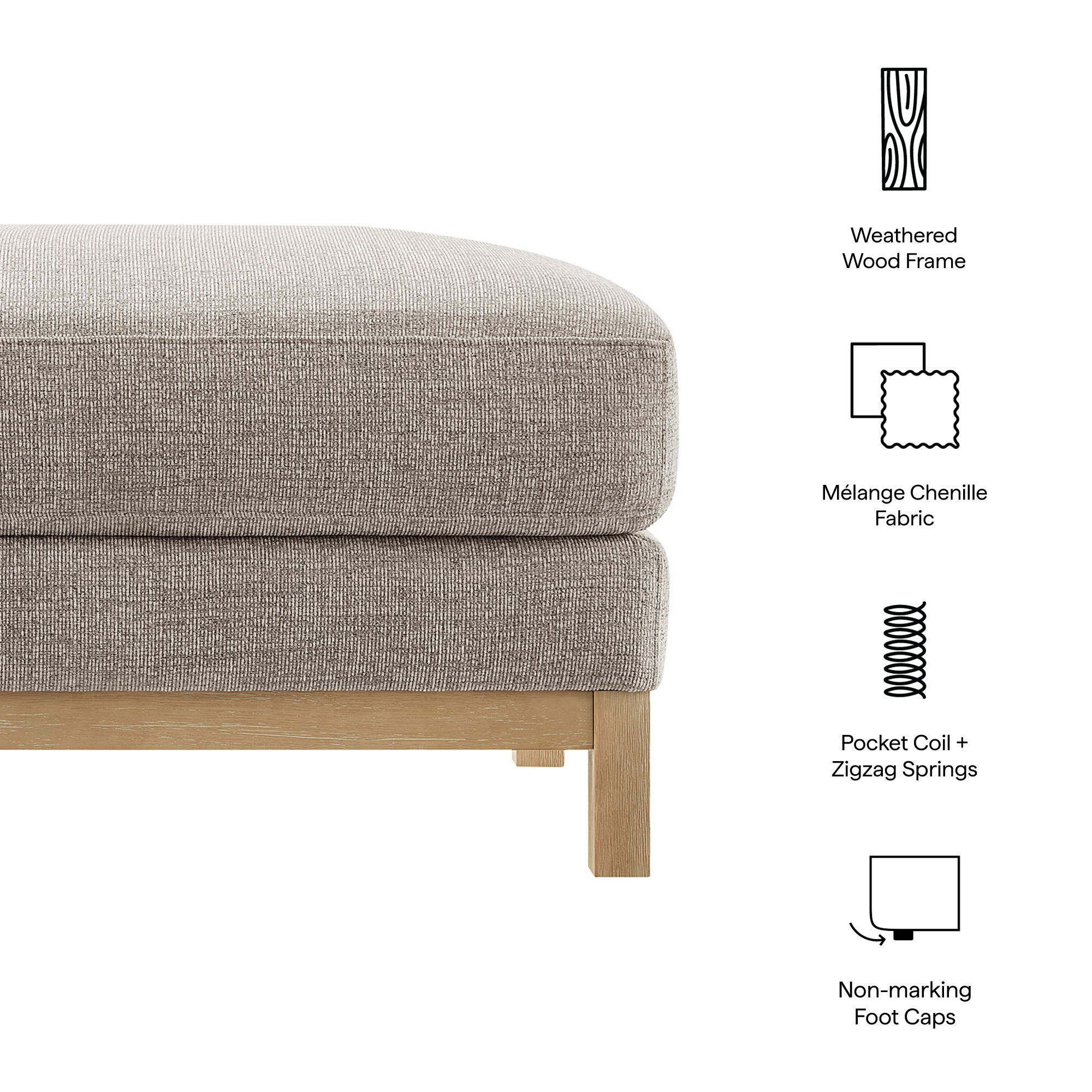 Modway Roscoe Fabric Ottoman in Gray