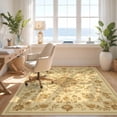 thumbnail image 3 of Design&I 4'x6' Washable Area Rug Snag-Free Skid-Resistant Medium Vintage Distressed Tan Motif Scattered Botanical Large Fuzzy for Home Office, Under Desk, 3 of 7