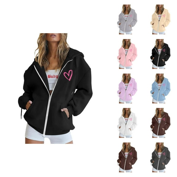 Hoodie Womens Sweatshirt Oversized Women Casual Daily Wear Lightweight Zip Women's Hoodies And Sweatshirts With Zipper Long Sleeve Pocket Drawstring For Everyday Layering In Winter