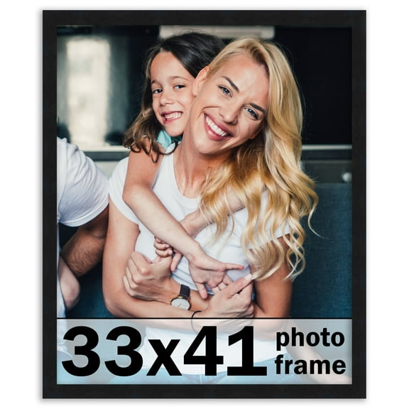 33x41 Frame Black Solid Wood Picture Frame | 0.75 Inch Moulding Width | Includes UV Acrylic
