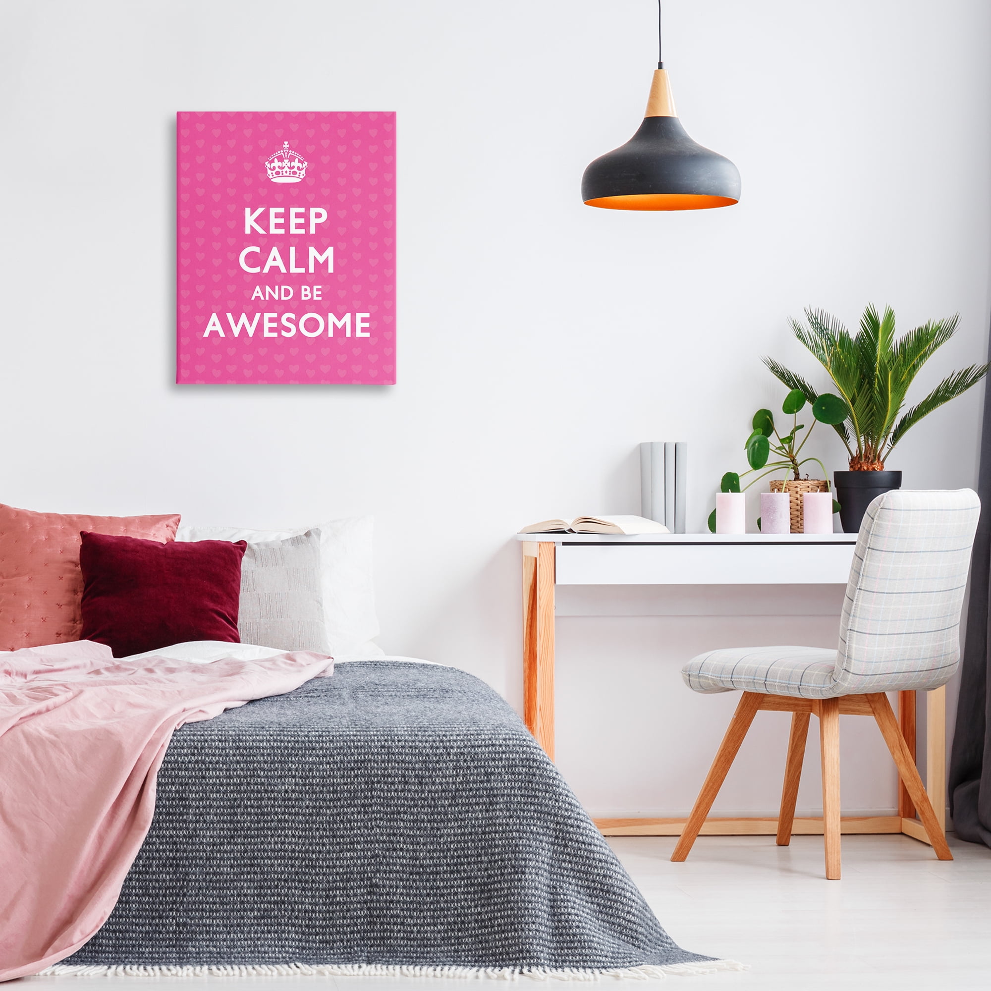Stupell Industries Keep Calm Be Awesome Text & Numbers Painting Wrapped Canvas Art Print Wall Art, 24 x 30