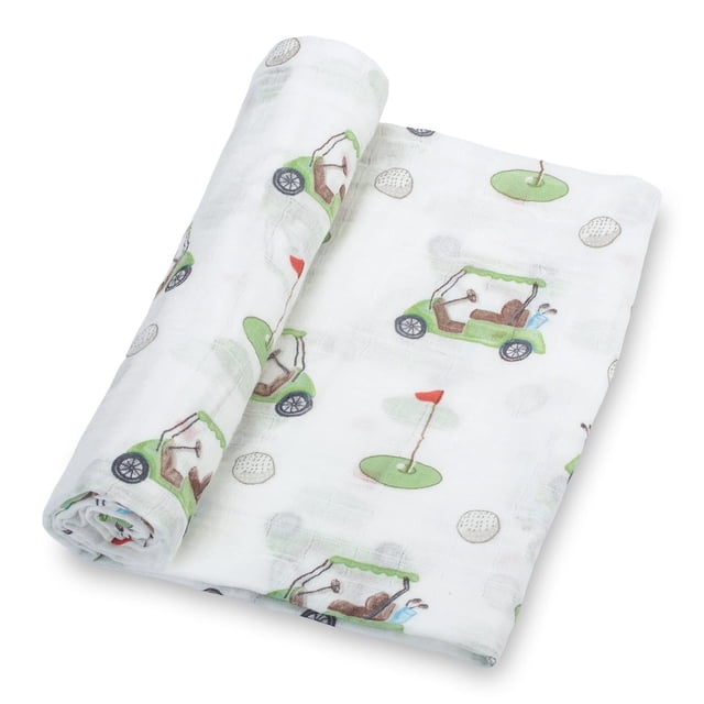 Manta para pañales LollyBanks Baby, 100% algodón, con estampado de muselina de golf