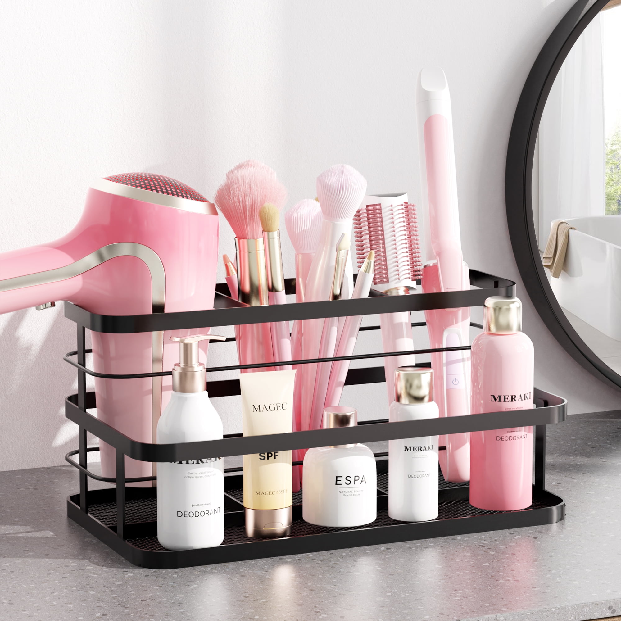YIGII Hair Tool Organizer - Bathroom Counter Organizer Hair Dryer Holder,  Vanity Caddy with Removable Cup Storage for Hair Dryer Accessories, Makeup