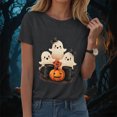 thumbnail image 2 of TOWED22 Womens Cute Ghost Pumpkin Flowers Shirt Fall Pumpkin Vintage Flowers Tshirt Halloween Funny Graphic Blouse Casual Basic Tee(Grey,XXL), 2 of 8