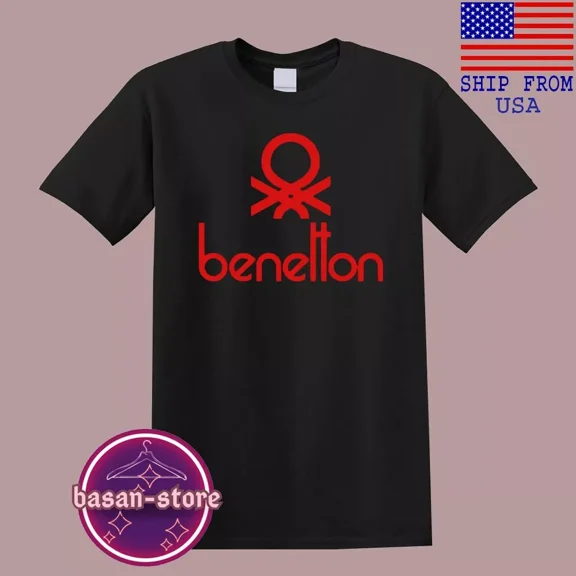 RARE Benetton Racing Men's Black T-Shirt Size S-5XL