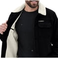 thumbnail image 4 of Mens Sherpa Lined Cargo Jacket Turn Down Collar Work Coat Button Down Winter Multi Pocket Trucker Jacket, 4 of 6