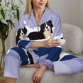 thumbnail image 6 of Pofeuu Bernese Mountain Dog Sitting Bath Tub Print Womens Pajamas Set Long Sleeve Sleepwear Button Down Nightwear Soft Pj Lounge Sets Button Down Pajamas Women-Medium, 6 of 7