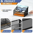 thumbnail image 3 of Letter Tray Organizer, Mesh Desk File Organizer with 3 Paper Trays and 2 Vertical Upright Section, Blank, 3 of 4