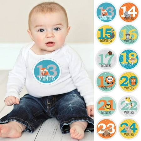 Gift Ideas Zoo Animals - Baby Second Year Monthly Sticker Set - Baby Shower Gift Ideas - 13 - 24 Months Stickers ()