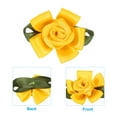 thumbnail image 3 of Uxcell Mini Satin Ribbon Roses Small Rosettes Fabric Flowers with Green Leaves Yellow 30 Pcs, 3 of 6
