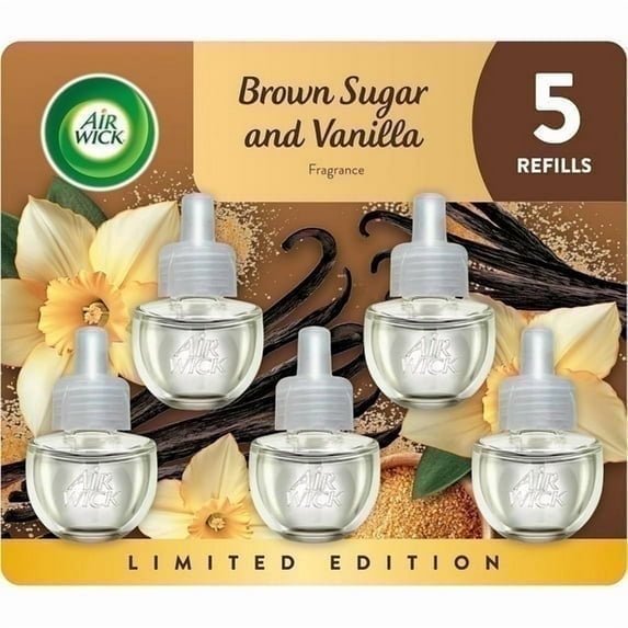 Air Wick Plug-In Scented Oil Air Freshener Warmer Refills, Brown Sugar and Vanilla, 20 Count