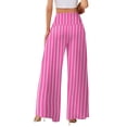 thumbnail image 4 of Palazzo Pants for Women Striped Casual High Waisted Wide Leg Trousers Elastic Waist Stylish Long Beach Travel Pants for Daily Wear, 4 of 4