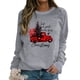 thumbnail image 1 of Jersey de mujer con estampado de patrones navideños, cuello redondo, manga larga, Top informal para uso diario, tela gris, letras negras XXL, 1 of 6