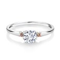 thumbnail image 3 of Gem Stone King 925 Sterling Silver and 10K Rose Gold White Moissanite Solitaire Engagement Ring for Women (0.50 Cttw, Gemstone, Round 5MM, Available in Size 5, 6, 7, 8, 9), 3 of 5