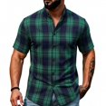 thumbnail image 2 of cllios Mens Plaid Short Sleeve Button Down Shirts Regular Fit Casual Gingham Shirts, 2 of 10