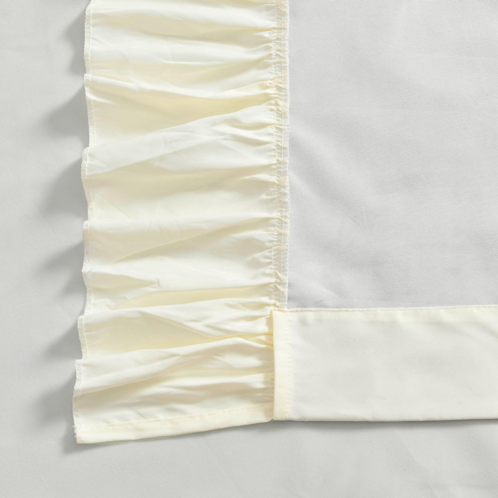 Lush Decor Reyna 100% Microfiber Lined Blackout Ruffled Rod Pocket Window Curtain Panel White Single 54X84