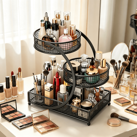 Beiled 3-Tier Bathroom Counter Organizer Countertop Storage Organizer Makeup Organizer Space Saving Vanity Trays – Black
