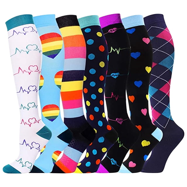 Calcetines de compresión para deportes de ocio Calcetines de compresión de tubo largo para exteriores para hombres y mujeres Calcetines deportivos para correr Fitness 7PCS Wmkox8yii jkg3653
