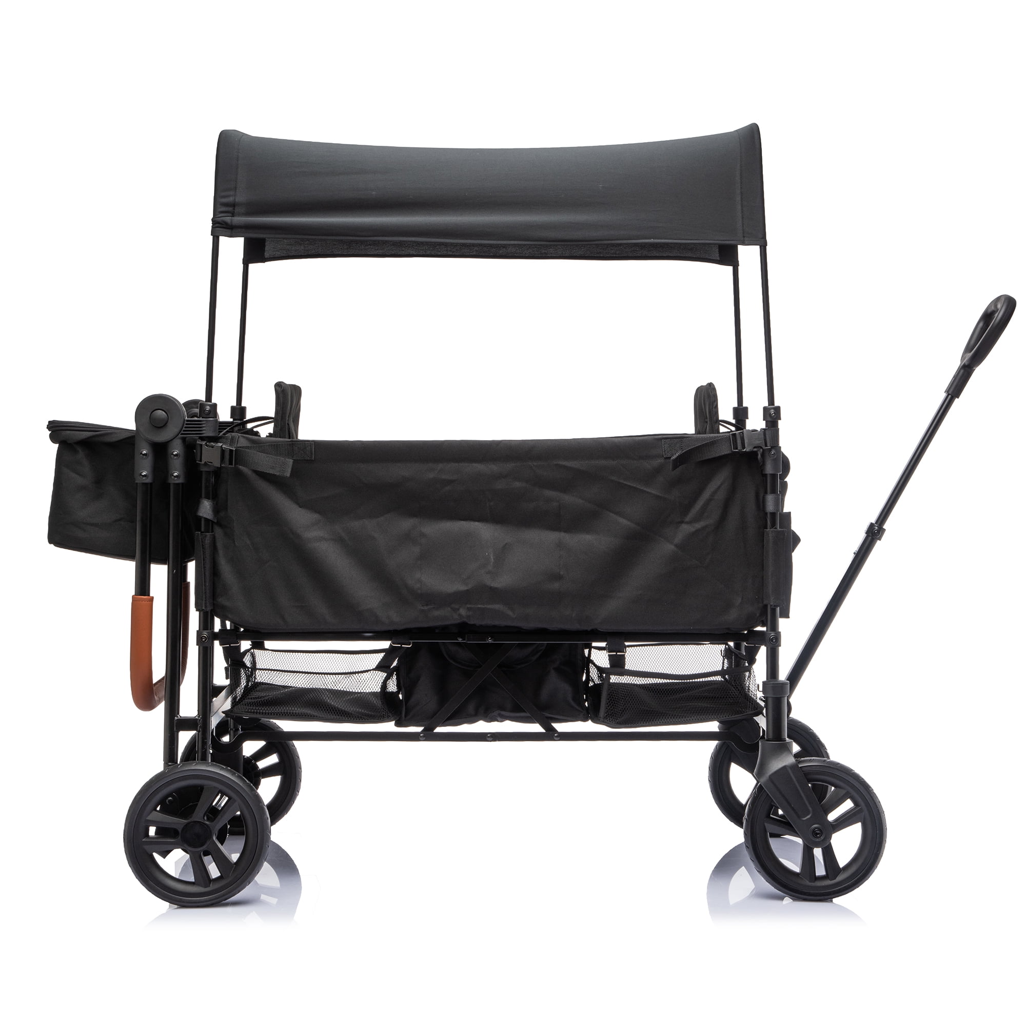 2-Seater Wagon Stroller with 5-Point Safety Harness, Adjustable Canopy, Push-Pull Handles, 7-Level Height Adjustment, Foldable Frame for Kids 6-36 Months