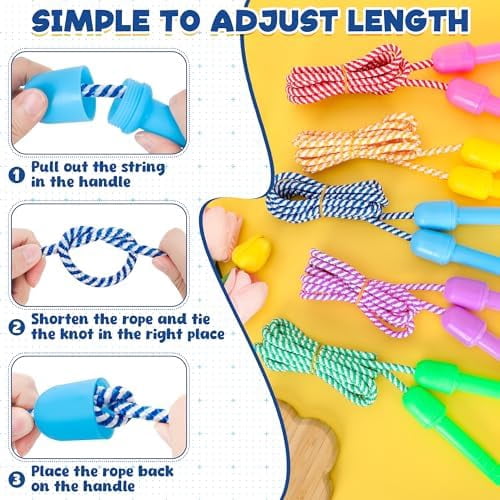 10 Pack Kids Jump Rope, Colorful Nylon Skipping Ropes for , 7.87FT Adjustable Length, 5.51IN Handles, Lightweight Skipping Ropes Set for Indoor & Outdoor Play Fitness School Activities