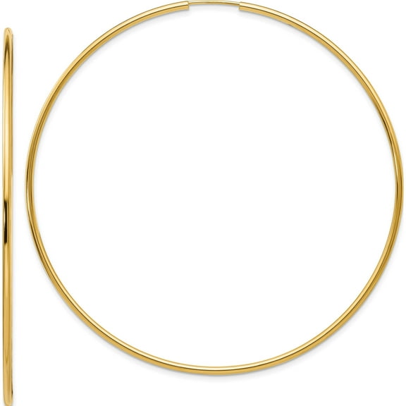 14K Yellow Gold Endless Hoop Earrings (70 X 70) Made In Peru tf803