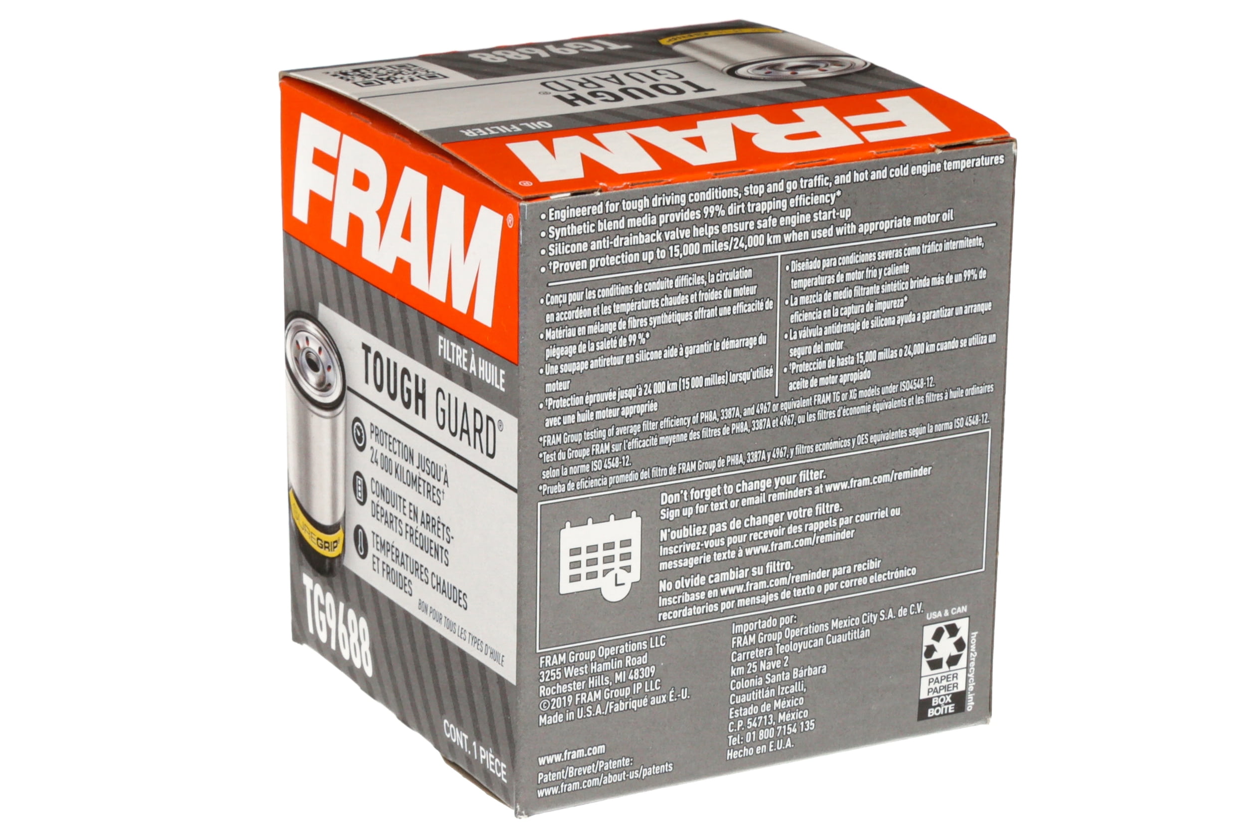 FRAM Tough Guard 15,000 Mile Oil Filter, TG9688, Replacement Oil Filters, Fit for Selected Vehicles