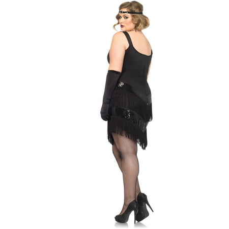 Leg Avenue Women's Plus Size Glamorous Gatsby Flapper 20s Costume, 1X-2X, Black/Silver
